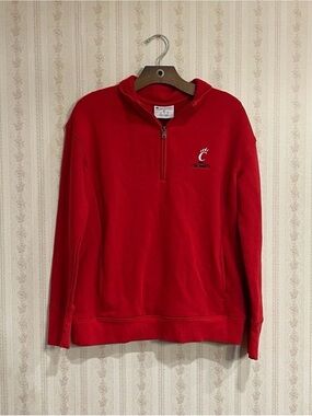 Red Quarter-Zip Pullover Sweater